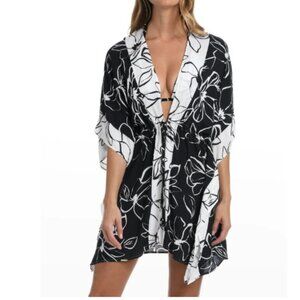 La Blanca Moonlit Silhouette Front Tie Kimono Swim Cover Up NWT One Size